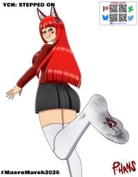 black_skirt dirty_feet dirty_socks facedown flower_in_hair foot_fetish footfetish fox_ears fox_girl foxlet giantess giantess_feet heart_symbol konglex long_hair micro_female pink_ears pink_hair pink_jacket princehans101 red_ears red_eyes red_hair red_jacket smug smug_expression smug_face smug_smile stepped_on thigh_highs thighhighs tiny_female virtual_youtuber vtuber white_boots white_skirt white_socks