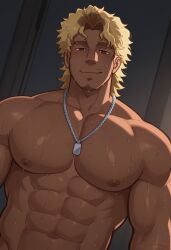 1boy 1man abs ai_generated bara biceps bleached_blonde_hair blonde_hair brown_body brown_eyes brown_hair brown_skin buff civitai dark-skinned_male dark_skin facial_hair five_nights_at_freddy's five_nights_at_freddy's_2 gay gay_male hair jeremy_fitzgerald jeremy_fitzgerald_(gusty) korie07 male male_only muscular muscular_male naked naked_male necklace necklace_only pecs solo solo_focus solo_male sweat sweatdrop sweating sweaty sweaty_body