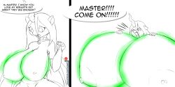 2018 2:1 anthro areola arthropod big_breasts breast_expansion breasts changeling closed_eyes collar conditional_dnp dialogue english_text expansion female friendship_is_magic hasbro hi_res horn huge_breasts hyper hyper_breasts master mature_female my_little_pony nipple_dip nipples open_mouth patreon_link patreon_logo queen_chrysalis_(mlp) solo suirano text url wide_hipped_female wide_hips
