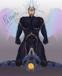 2025 ambiguous_gender andromorph andromorph/ambiguous angel armor big_lizard_brain_(artist) black_body blush bodily_fluids cowgirl_position cum digital_media_(artwork) dominant erection from_front_position fucked_silly gabriel_(ultrakill) gay gay_sex genital_fluids genitals headgear headgear_only heart_symbol helmet helmet_only hi_res humanoid intersex intersex/ambiguous machine mastectomy_scar new_blood_interactive not_furry nude on_bottom on_top penis power_bottom robot scar sex trans_(lore) trans_man_(lore) ultrakill v1_(ultrakill) vulva wings