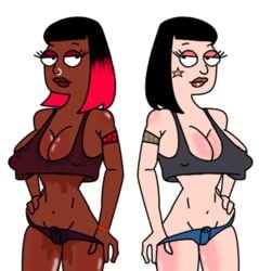 american_dad black_hair dark_skin edit erect_nipples female_only hayley_smith piercings sweat tattoos the_fear