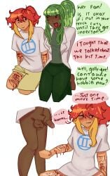 adamation_inc. adamationz animationepic artist_name blood_drip blood_in_cum blush cum cuts_on_arms cuts_on_thighs ejaculation english_text exhausted exhausted_male fan_(ii) fresh_wounds gijinka green_hair handjob happy humanized humanized_object_show ii inanimate_insanity inanimate_insanity_(season_2) masochism object_show object_show_community object_shows osc red_hair sadism sadomasochism scars self_harm_scars shy_smile test_tube_(ii) text