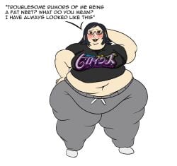 1woman adult adult_female adult_woman arm_behind_head arm_on_hip armpit_sweat atlus bbw big_belly big_belly_button big_breasts black_hair black_text blush boob_sweat brown_eyes cankles casual_clothes casual_clothing clothed clothed_female clothes_stretching clothes_too_small cute cute_face embarrassed embarrassed_female enormous_thighs exposed_belly exposed_belly_button exposed_midriff facing_viewer fat_arms fat_ass fat_boobs fat_face fat_female fat_legs fat_neck female flabby_arms freckles freckles_on_face fupa gamer gamer_girl geek gigantic_thighs gossip graphic_tee gray_sweatpants grey_sweatpants growing_out_of_clothes huge_thighs ill-fitting_clothes ill_fitting_clothing implied_transformation implied_weight_gain large_calves massive_thighs maya_amano mind_alteration muffin_top navel neet neet_girl nerd nerdification nerdy nerdy_female no_nudity non_nude obese obese_female open_mouth otaku overweight overweight_female persona persona_2 persona_2_eternal_punishment persona_2_innocent_sin personality_change pink_glasses plump plump_belly reality_revision reality_warping rumors shirt_too_small short_hair small_shirt smiling smiling_at_viewer smiling_female snk snk_heroines:_tag_team_frenzy solo solo_female stomach suggestive sweat sweatpants sweats sweaty_body sweaty_clothes sweaty_clothing talking truthspeaking weight_gain wide_hipped_female wide_hips wide_thighs yeetusthird