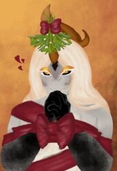 1other bondage bowtie christmas cookie_run cookie_run_ovenbreak dragon funfetticannon humanoid longan_dragon_cookie mistletoe nonbinary nonbinary_(lore) ribbon_bondage ribbon_only ribbons