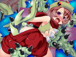 1girls ass blush breasts brown_hair clothing cum cum_in_pussy cum_inside etrian_odyssey female gyarakushi_shokudou imminent_rape interspecies nipples open_mouth panties panties_down purple_eyes ranger restrained short_hair size_difference spread_legs tears tentacle tentacle_grab white_panties wide_eyed