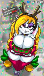 1girls anthro anthro_female big_breasts big_thighs blazedscarf breasts broodal bunny_girl christmas christmas_clothing christmas_outfit furry furry_female furry_only gift hariet_(mario) holidays large_breasts large_thighs mammal mario_(series) mature mature_female rabbit shortstack super_mario_odyssey text thighhighs wide_hips wide_thighs