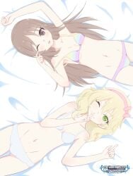 2d 2d_(artwork) 2d_artwork 2girls ;) almost_naked almost_nude arm_above_head arm_up armpit armpit_crease armpit_focus armpit_peek armpits bare_armpits bare_arms bare_belly bare_chest bare_hands bare_hips bare_legs bare_midriff bare_navel bare_shoulders bare_skin bare_thighs belly belly_button blackheartxiii blonde-haired_female blonde_eyebrows blonde_female blonde_hair blonde_hair_female bra breasts brown-eyed_female brown-haired_female brown_eyebrows brown_eyes brown_hair closed_mouth_smile collarbone curvaceous curvaceous_body curvaceous_female curvaceous_figure curvaceous_hips curvy curvy_body curvy_female curvy_figure curvy_hips digital digital_art digital_drawing digital_drawing_(artwork) digital_media digital_media_(artwork) elbows exposed_armpits exposed_arms exposed_belly exposed_chest exposed_hips exposed_legs exposed_midriff exposed_navel exposed_shoulders exposed_skin exposed_thighs eye_closed eyebrows_visible_through_hair female female_focus female_only fingers from_above green-eyed_female green_eyes grin groin hair_between_eyes hairband hairless_armpits hand_above_head hand_up high_resolution highres idolmaster idolmaster_cinderella_girls inframammary_fold lean_figure long_hair looking_at_viewer looking_up looking_up_at_viewer lying lying_down lying_on_back lying_on_bed lying_on_bedn midriff mostly_nude multiple_females multiple_girls naked naked_female naked_woman narrow_waist navel nearly_nude nude nude_female nudity on_back on_bed one_eye_closed one_eye_open panties petite petite_body petite_breasts petite_female petite_girl petite_tits practically_nude presenting_armpit purple_bra purple_panties purple_underwear sakurai_momoka shaved_armpits shoulders simple_background slender_body slender_waist slim_waist small_breast small_breasts smile smiley_face smiling smiling_at_viewer striped_bra striped_panties striped_underwear tachibana_arisu the_idolm@ster the_idolm@ster_cinderella_girls thighs tiny_breasts underwear underwear_only upper_body white_background white_bra white_panties white_underwear wide_hips wince wink winking winking_at_viewer winking_eye yellow-haired_female yellow_eyebrows yellow_hair