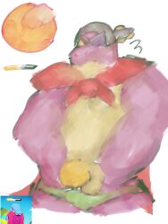 brawl_stars cap cape dinosaur furry glasses peeing penis pierce_(brawl_stars) purple_body reference_image urine