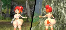 3d 3d_(artwork) belle_fontiere big_ass big_booty big_butt bubble_ass bubble_booty bubble_butt cliff front_and_back kaibernation meta_runner naked_female nude_female smg4 spear tribal tribal_paint view