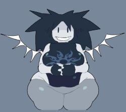 background fat_ass fat_boobs fat_thighs forsaken_(roblox) gray_background messy_hair roblox roblox_game robloxian simple_background smile source_request spawn tagme two_time_(forsaken) wings witchkatte