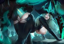 ai_assisted aisei ass_up creepy doggy_position doggy_style dominant domination ghost glowing_genitalia green_eyes haunted hecarim hooves horse horse_penis horsecock horsecock_on_humanoid huge_balls huge_cock league_of_legends league_of_legends:_wild_rift mind_break mind_control monster monster_cock monster_rape ruination ruined_king_symbol ruined_makeup ruined_miss_fortune sex_from_behind white_hair zombie