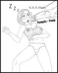 faceless_male family_guy female glenn_quagmire imminent_rape male meg_griffin monochrome nipples penis sbb sleeping unconscious