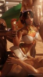 1girl3boys 3boys 3boys1girl 3d 3d_(artwork) 3d_background 3d_model 3d_render 8k anal anal_sex beach beach_sex blizzard_entertainment cock dick double_penetration female foursome handjob hi_res high_resolution highres illari_(overwatch) illari_quispe_ruiz interracial kazworksnsfw male nude nude_male overwatch overwatch_2 penis pussy sweat sweatdrop sweating sweaty sweaty_body vaginal_penetration