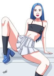 1girls armpit_crease armpit_fetish armpit_peek armpit_pose armpit_sex_invitation armpits asian black_socks blue_hair breasts chingu_amiga choker clothed_female female heels influencer knee_socks kneehighs kneesocks korean lipstick long_hair presenting_armpit presenting_armpits real_person skirt small_breasts socks socks_and_heels spread_legs tagme tiktoker toshiso
