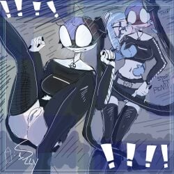 blush clitoris countryhumans countryhumans_girl estonia_(countryhumans) finland_(countryhumans) goth_girl groping_breasts groping_from_behind labia_majora labia_minora pussy s1llydude white_skin