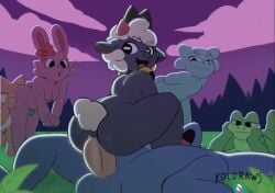 anal anal_sex animated anthro balls collar cowgirl_position cult_of_the_lamb femboy furry gay grey_fur koldraws lamb_(cult_of_the_lamb) looking_back moaning mp4 nude orgy sound tagme tail video white_hair yaoi