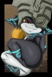 1girls cute_fang female grin imp_midna madmanart midna nintendo nude pointy_ears red_eyes shortstack the_legend_of_zelda thick_thighs twilight_princess