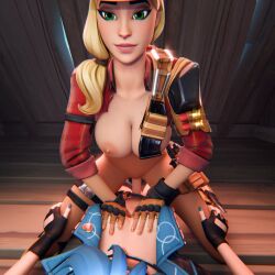3d barondraws cowgirl_position fortnite futanari grabbing_breasts heroic_hope_(fortnite) hope_(fortnite) rustler sequence vaginal_penetration