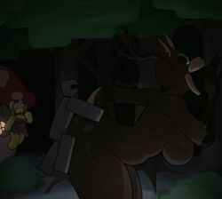1boy 1girls 99_nights_in_the_forest ambiguous_penetration anthro ass background_character blocky_body breasts deer_(99_nights_in_the_forest) fairy_(99_nights_in_the_forest) from_behind harrystuff27 roblox roblox_game robloxian size_difference source_request straight tagme thighs