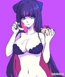 1girls 2d 2d_(artwork) 2d_artwork adult adult_female bare_arms bare_belly bare_chest bare_hands bare_hips bare_midriff bare_navel bare_shoulders bare_skin belly belly_button big_breasts black_bra black_fingernails black_nail_polish black_nails black_underwear blank_expression blank_eyes blank_stare blue-eyed_female blue_eyes blunt_bangs bored bored_expression bra breasts busty busty_female busty_girl busty_teen cake cleavage curvaceous curvaceous_body curvaceous_female curvaceous_figure curvaceous_hips curvy curvy_body curvy_female curvy_figure curvy_hips digital digital_art digital_drawing digital_drawing_(artwork) digital_media digital_media_(artwork) drawing elbows emotionless exposed_arms exposed_belly exposed_chest exposed_hips exposed_midriff exposed_navel exposed_shoulders exposed_skin female female_focus female_only fingernails fingers half_naked half_nude high_resolution highres large_boobs large_breasts lean_figure long_hair looking_at_viewer mature mature_female midriff multicolored_hair nail_polish nails naked naked_female naked_woman narrow_waist navel neutral_expression nude nude_female nudity panty_&_stocking_with_garterbelt pink-haired_female pink_hair pink_hair_female pixel_(artwork) pixel_art pixelsakami purple-haired_female purple_hair semi_nude shoulders simple_background slender_body slender_waist slim_female slim_waist solo standing stocking_anarchy strawberry_cake underwear upper_body very_long_hair very_long_hair_female wide_hips