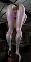 1girls 3d 3d_(artwork) alien alien_girl alien_humanoid bent_over bioware buttplug english_text female female_focus female_only high_heels mass_effect offmodelstudio tali'zorah_nar_rayya