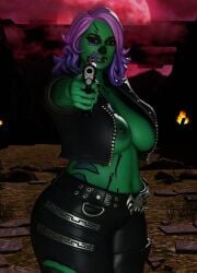 3d aiming_at_viewer areolae bbw belly bodypaint child_bearing_hips dyed_hair exposed_breasts fat fat_female fortnite gun leather_clothing leather_jacket leather_pants looking_at_viewer nipples pear_shaped penny_(fortnite) pistol powerchordnsfw rotten_penny_(fortnite) thick thick_hips thick_thighs voluptuous wide_hips