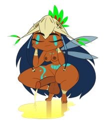animated areola balls bodily_fluids breasts capy_diem casual closed_eyes crouching dark_skin duplicate erection feet futanari genital_fluids genitals gynomorph hi_res holly_luya_(rayman) human humanoid intersex navel nipples nonsexual nonsexual_nudity nude nudist nymph peeing penis rayman_(series) solo testicles toes ubisoft uncensored urine watersports