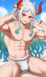 ai_generated fundoshi genderswap_(ftm) male male_only one_piece rule_63 yamato_(one_piece) yaoi