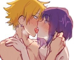 1boy 1boy1girl 1girls artist_name artist_signature ayuta blonde_hair blush boku_no_hero_academia color colored_sketch completely_nude denki_kaminari ear_piercing earrings eyes_visible_through_hair french_kiss full-face_blush half-closed_eyes hand_on_another's_shoulder kissing kyoka_jiro lighting looking_at_another looking_pleasured my_hero_academia purple_eyes purple_hair side_view sketch spiky_hair straight sweatdrop visible_breath watermark white_background yellow_eyes