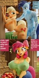 1boy 1boy1girl 1girls 3d 3d_(artwork) ai_generated apple_bloom_(mlp) applejack_(mlp) english english_text female hasbro male male/female my_little_pony pixai silverknight395 soarin_(mlp) tagme