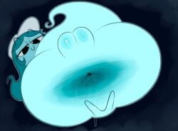 anus ass big_anus big_butt black_eyebrows black_eyes blue_body blue_hair blue_skin blushcrunch_studio bodily_fluids bottomless clothed clothing connie_(dandy's_world) dandy's_world eyebrows eyelashes female floating genitals ghost ghost_tail hair hat headgear headwear hi_res huge_butt hyper hyper_ass long_hair markings mole_(marking) mole_on_anus narrowed_eyes ota_(artist) plump_labia rear_view roblox smile solo spirit spread_anus spreading sweat sweaty_anus sweaty_butt vulva white_clothing white_hat white_headwear