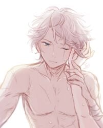 1boy 1girls blonde_hair blue_eyes breasts censored chizu closed_eyes female flute_(artist) french_kiss hair_over_eyes kissing long_hair male male_focus medium_breasts monochrome multiple_views navel nipples octopath_traveler ophilia_clement penis pubic_hair pussy sex shiny shiny_hair silver_hair straight tagme therion_(octopath_traveler) wholesome