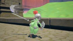 3d armor armored_female ass_bigger_than_head big_breasts breasts breasts_bigger_than_head busty curvy female fipetopia goblin goblin_female green_skin knight knight_armor knight_helmet lifting masculine massive_ass massive_breasts shortstack sword tagme tail thick thick_ass thick_hips thick_legs thick_thighs