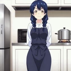 1girls ahegao_ai ai_assisted ai_generated animated apron female female_focus female_only food_wars gif_animation kitchen lingerie shokugeki_no_souma tadokoro_megumi undressing