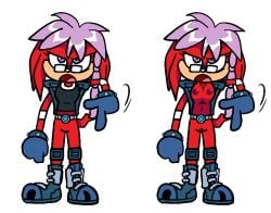breasts furry glasses jaggy_lines jani-ca mobian_(species) mobian_echidna nipples nude_female pinkatlemonade pixel_art pussy red_fur sega sonic_(series) sonic_the_hedgehog_(archie) sonic_the_hedgehog_(comics) sonic_the_hedgehog_(series) third-party_edit variant_set
