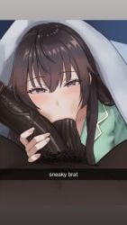 1boy 1boy1girl 1girls ai_generated bedroom between_legs blush close-up cock_worship dark-skinned_male dim_lighting fat_male girthy_penis hairy_male half-closed_eyes indoors interracial large_penis looking_at_viewer male/female male_pubic_hair medium_breasts netorare night ntr pajamas penis_grab pov pov_crotch room snapchat sneaky solo_focus straight sucking sucking_testicles suou_yuki testicles text tokidoki_bosotto_russian_de_dereru_tonari_no_alya-san under_covers veiny_penis waroffree worship worshiping