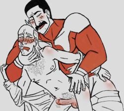 2026 2boys anal anal_sex balls ballsack belly belly_button black_hair blush blush_lines cecil_stedman chest chest_hair clothed clothing dick erect_penis erection gay gay_anal gay_male gay_sex hand_around_neck holding holding_neck invincible invincible_(comics) invincible_(tv_series) light-skinned_male light_skin looking_pleasured male male/male male_only male_penetrating mature mature_male moustache muscular muscular_male nipples open_clothes open_mouth pants pants_down pants_pulled_down pubes pubic_hair purrrlygates scar sex shirt short_hair simple_background skinny thragg viltrumite white_hair yaoi