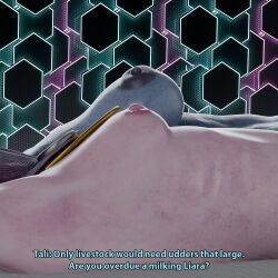 2girls 3d 3d_(artwork) alien alien_girl alien_humanoid asari bioware breast_size_difference breasts_size_difference english_text female female_focus female_only liara_t'soni mass_effect offmodelstudio tali'zorah_nar_rayya