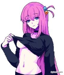 1girls 2d 2d_(artwork) 2d_artwork ahoge alternate_clothing alternate_outfit belly belly_button black_choker black_clothes black_shirt black_topwear blue-eyed_female blue_eyes bocchi_the_rock! breasts busty busty_female busty_girl busty_teen busty_teenager choker clothes clothes_aside clothes_lift clothes_pull digital digital_art digital_drawing digital_drawing_(artwork) digital_media digital_media_(artwork) drawing eyebrows_visible_through_hair female female_focus female_only fingers gotou_hitori guitarist hair_between_eyes hair_ornament hair_ornaments head_tilt high_resolution high_school_student highres inguinal_crease inguinal_ligament large_breasts lean_figure linea_alba long_hair looking_at_viewer midriff narrow_waist navel pink-haired_female pink_hair pixel_tits pixelsakami school_girl shirt shirt_aside shirt_lift shirt_lifted_by_self shirt_pull shirt_pulled_up shoulders simple_background slender_body slender_waist slim_female slim_waist solo standing stomach teen_girl teenage_girl teenage_tits teenager tilted_head topwear topwear_aside topwear_lift topwear_pull underboob upper_body white_background wide_hips young_female young_woman