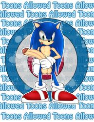 1boy anthro balls big_penis blue_hair bullseye green_eyes hair hedgehog looking_at_viewer male male_only penis sega solo sonic_(series) sonic_the_hedgehog thick_penis tongue tongue_out