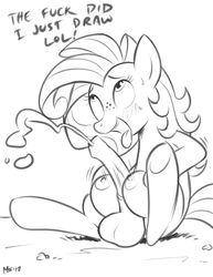 crotchboob cum equine female furry futanari horse horsecock intersex megasweet milky_way_(character) milky_way_(mlp) milky_way_(oc) monochrome my_little_pony penis pony