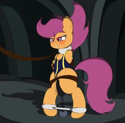 blush bondage collar dildo equine female friendship_is_magic hair_on_head horse leg_spreader my_little_pony pony scootaloo_(mlp) slave v-d-k