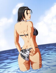 1girls ass back bikini black_hair clouds headband kazama_jun looking_back namco raliugaxxx sky tekken tekken_2 tekken_tag_tournament tekken_tag_tournament_2 thighs water wet