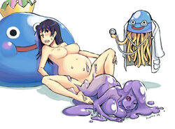 2008 2girls birth birthing black_hair blush breasts character_request completely_nude completely_nude_female crown dragon_quest female floating glasses goo_girl healslime hovering interspecies_child king_slime_(dragon_quest) labcoat long_hair mariel_cartwright medium_breasts monster monster_girl nipples nude one_eye_closed open_mouth penetration pregnant pregnant_belly pregnant_female purple_hair purple_skin pussy reclining simple_background sitting slime slime_(dragon_quest) slime_girl slime_inflation slime_monster small_areolae small_nipples smile spread_legs stethoscope sweat transparent vaginal_penetration what white_background