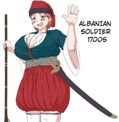 1700s albania albanian big_breasts boobs breasts digital_art eagleartist fully_clothed happy historical history large_breasts solider swords tagme wave