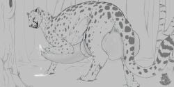 2024 2:1 animal_genitalia animal_penis balls bedroom_eyes bodily_fluids cheetah cum digitigrade felid feline feline_genitalia feline_penis feral genital_fluids genitals hi_res hyper hyper_genitalia jasiri leaking_cum licking licking_lips looking_at_viewer male mammal narrowed_eyes nolow outside penis plant seductive solo spots tongue tongue_out tree