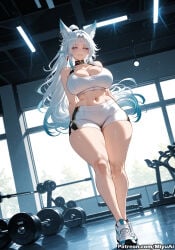 1girl ai_assisted ai_generated animal_ear_fluff animal_ears bangs bare_shoulders blush breasts cat_ears cleavage curvaceous curvy curvy_female curvy_figure feixiao_(honkai:_star_rail) female full_body hair_ornament hairclip honkai:_star_rail honkai_(series) huge_breasts large_breasts long_hair looking_at_viewer midriff miyuai navel shoes short_shorts shorts silver_hair sleeveless smile sneakers solo standing thick thick_ass thick_butt thick_hips thick_legs thick_thighs thighs voluptuous voluptuous_female white_shorts wide_hips wide_thighs window