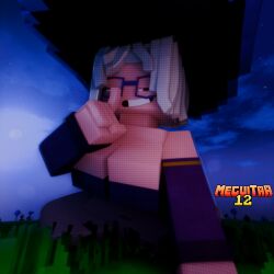 1female 1girl 3d 3d_(artwork) belly belly_button blush breasts crop_top female female_focus female_only light_skin looking_at_viewer meguitaa12 melinajbt minecraft mojang presenting wizard