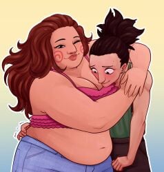 1boy 1boy1girl 1girls akimichi_chouji bare_arms bare_shoulders bbw big_breasts black_eyes black_hair boyfriend-girlfriend brown_hair busty choji chubby chubby_belly chubby_female chubby_girl chubby_woman cleavage clothed clothing couple crop_top cuddle cuddling ear_piercing ear_ring earrings embrace embracing embracing_another eyelashes face_in_breasts facepaint facial_markings fat_female female fully_clothed gender_transformation genderswap genderswap_(mtf) hand_on_hip hi_res high_resolution highres hugging jeans jewelry large_breasts light-skinned_female light-skinned_male light_skin lips lipstick looking_at_breasts looking_at_partner looking_down makeup male male/female nara_shikamaru naruto naruto_(classic) naruto_(series) naruto_shippuden obese obese_female one_eye_closed overweight overweight_female pale-skinned_male pale_skin pink_lips pink_lipstick ponytail rule_63 shonen_jump shounen_jump shueisha sleeveless sleeveless_shirt standing straight sweat sweatdrop tank_top tied_hair tubetop very_high_resolution wavy_hair weekly_shonen_jump weekly_shounen_jump wholesome wholesome_couple wink winking_at_viewer