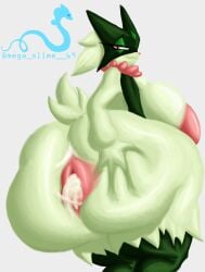 absurd_res anthro anus big_anus big_breasts big_butt bodily_fluids breasts butt cum cum_in_ass cum_inside female fur generation_9_pokemon genital_fluids green_body green_fur hand_on_butt hi_res huge_anus huge_breasts huge_butt hyper hyper_anus hyper_breasts hyper_butt mega_slime meowscarada nintendo nipples pokemon pokemon_(species) simple_background solo thick_thighs white_background wide_hips